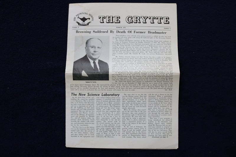1961 THE GRYTTE NEWSPAPER - BROWNING SCHOOL - LOT OF 2 - K 1615