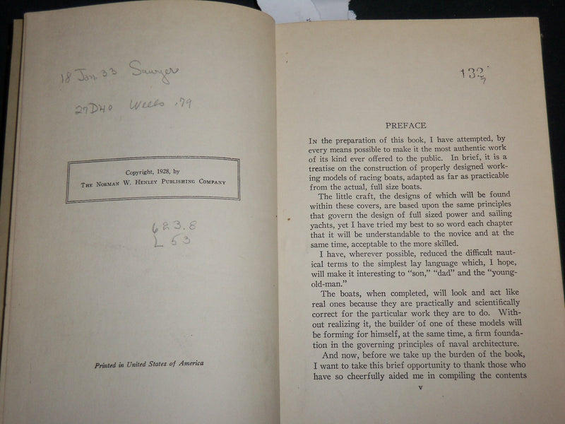 1928 MINIATURE BOAT BUILDING BOOK BY ALBERT C. LEITCH - NICE ILLUS. - KD 6635