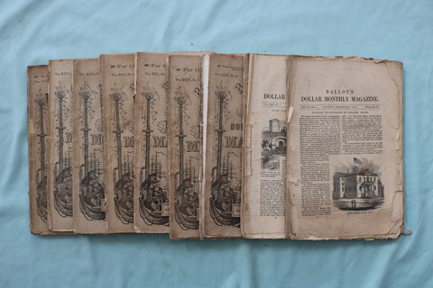 1860-1867 BALLOU'S MONTHLY MAGAZINE - LOT OF 9 - O 3978