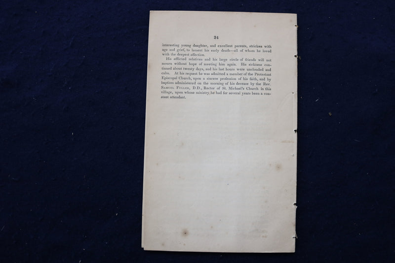 1849 DEATH OF MAJOR GENERAL FRANCIS BACON SOFTCOVER BOOKLET - K 927