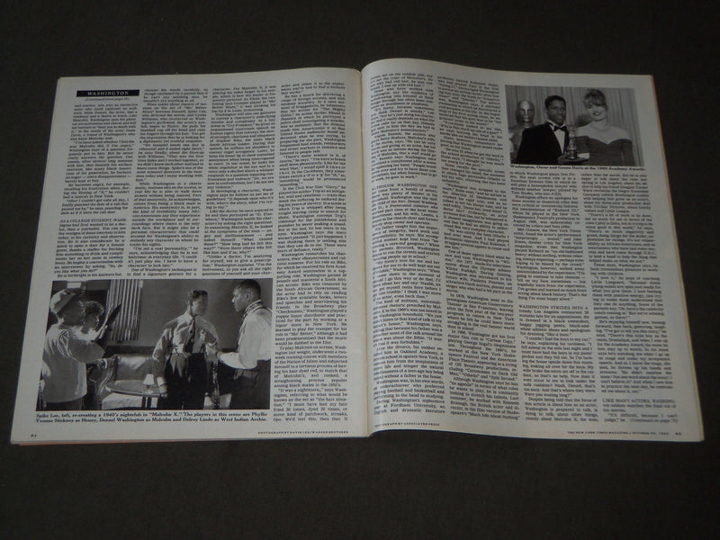 1992 OCTOBER 25 NEW YORK TIMES MAGAZINE SECTION - DENZEL WASHINGTON - J 3106