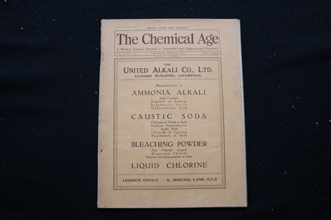 1922 JUNE 24 THE CHEMICAL AGE MAGAZINE - UNITED ALKALI CO. COVER - SP 4190Y