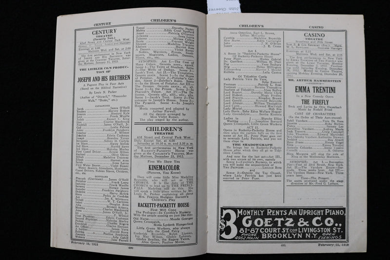 1913 FEBRUARY 15 THE CAST NEW YORK AMUSEMENT GUIDE - BELLE ASHLYN - K 2755