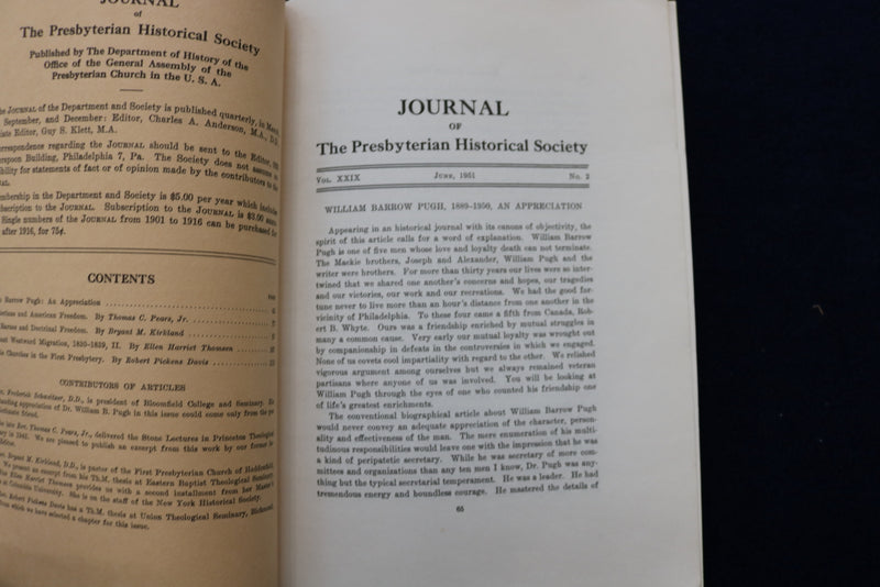 1951-1952 PRESBYTERIAN HISTORICAL SOCIETY BULLETIN - LOT OF 4 - O 3401