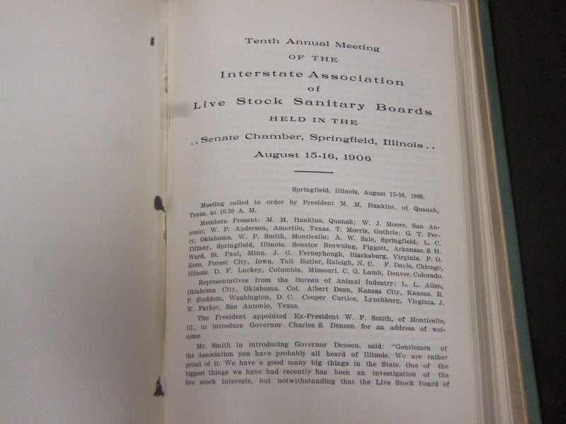 1906-1910 UNITED STATES LIVE STOCK SANITARY ASSOCIATION REPORTS VOLUME - KD 80N