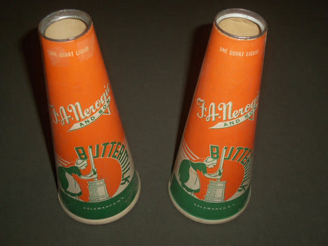 VINTAGE F. A. NEROGIV AND SON BUTTERMILK 1 QUART LIQUID CONTAINERS LOT OF 2