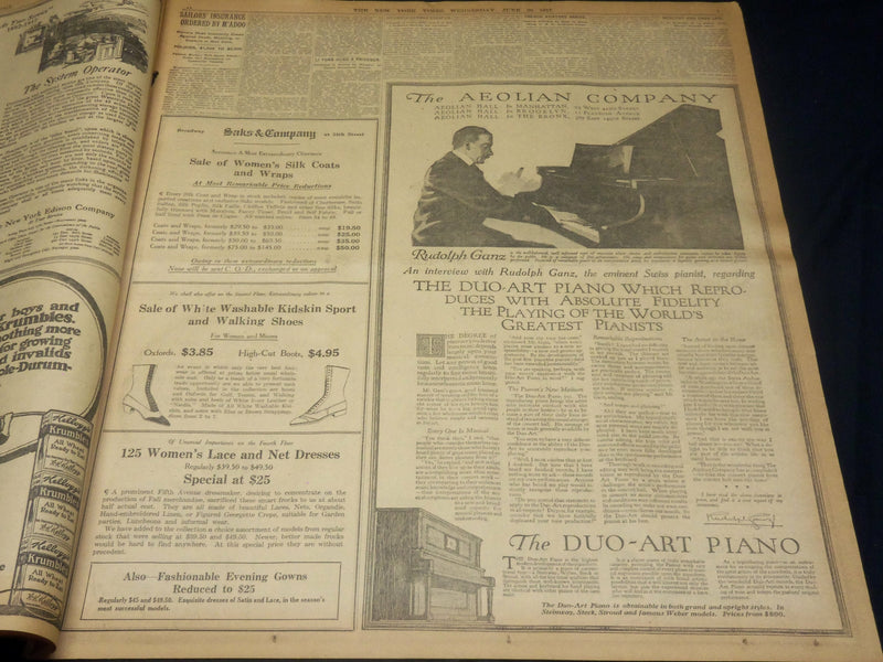 1917 JUNE 20 NEW YORK TIMES NEWSPAPER - WILSON TO EMBARGO FOOD EXPORTS - NT 7809