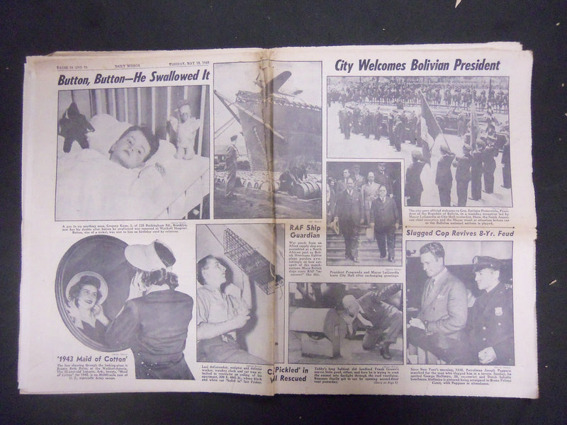1943 MAY 18 NEW YORK DAILY MIRROR - LEWIS ADDS 2 WEEKS TO COAL TRUCE - NP 2309