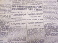 1931 OCTOBER 17 NEW YORK TIMES - THOMAS EDISON IN DEEP COMA - NT 4141