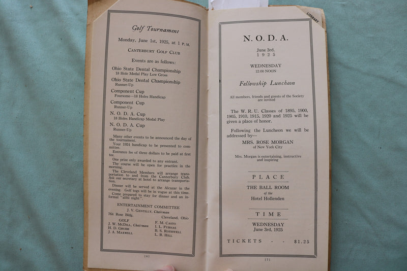 1925 NORTHERN OHIO DENTAL ASSOCIATION ANNUAL SESSION - CLEVELAND, OH - K 3309