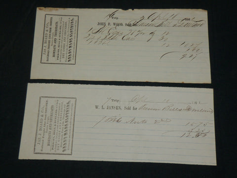 1861-1862 JAS J. BOARDS & CO'S RAILROAD FREIGHT BILLS LOT OF 2 - J 5953