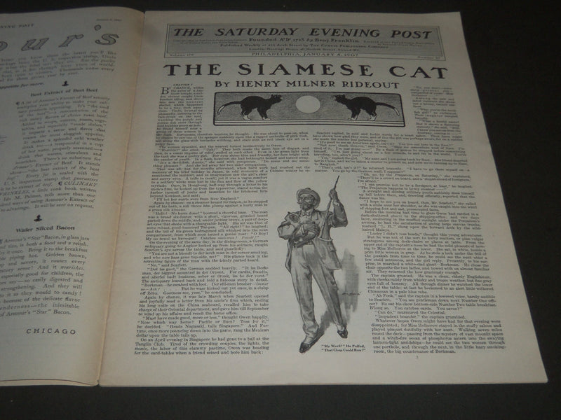 1907 JANUARY 5 THE SATURDAY EVENING POST MAGAZINE - ILLUSTRATED COVER- SP 996