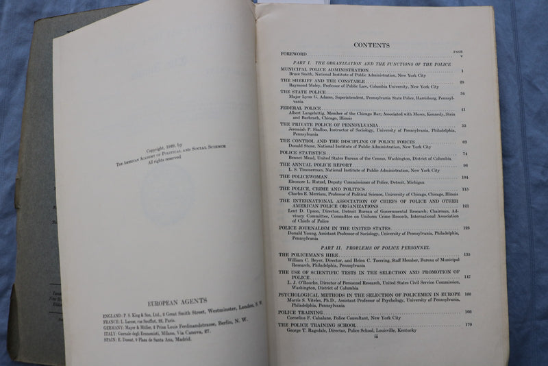 1929 NOVEMBER THE ANNALS - POLICE AND THE CRIME PROBLEM SOFTCOVER BOOK - K 3201