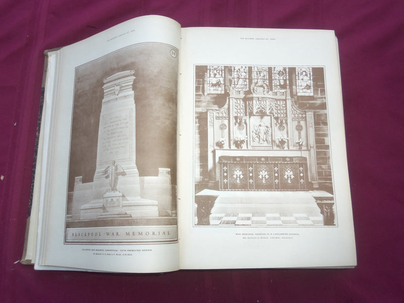 1922 JAN-DEC THE BUILDER U. K. MAGAZINE BOUND VOLUMES - 2 VOLS - FOLD OUTS- C 33