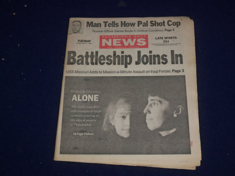 1991 FEBRUARY 5 PHILADELPHIA DAILY NEWS - BATTLESHIP JOINS IRAQ ASSAULT- NP 2989