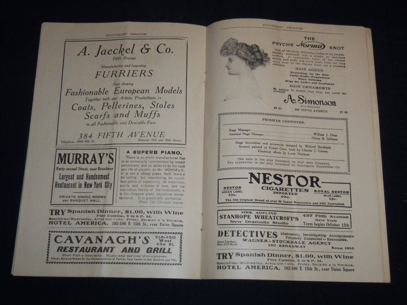 1908 THE FIGHTING HOPE THEATRE PROGRAM - BLANCHE BATES - NEW YORK - J 9018