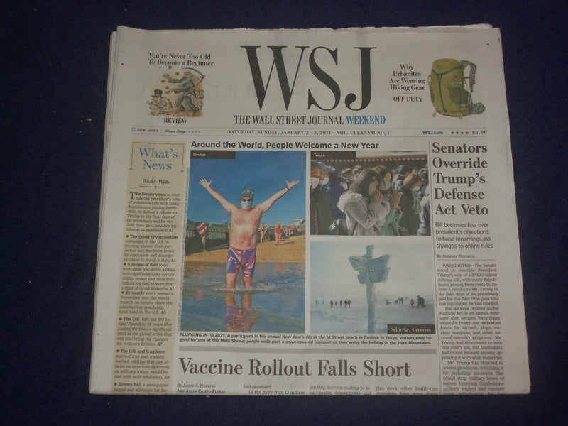 2021 JAN 2-3 THE WALL STREET JOURNAL- SENATORS OVERRIDE TRUMP'S DEFENSE ACT VETO