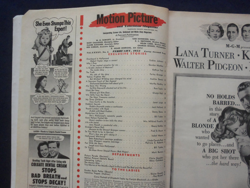 1953 FEBRUARY MOTION PICTURE AND TELEVISION MAGAZINE- ELIZABETH TAYLOR- SP 4780U