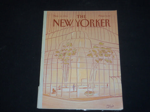 1986 NOVEMBER 10 THE NEW YORKER MAGAZINE - ILLUSTRATED COVER - NY 1331