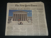 2020 JUNE 16 NEW YORK TIMES - LANDMARK RULING PROTECTS L. G. B. T. WORKERS