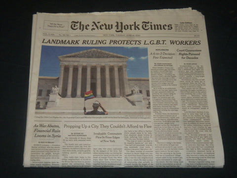 2020 JUNE 16 NEW YORK TIMES - LANDMARK RULING PROTECTS L. G. B. T. WORKERS
