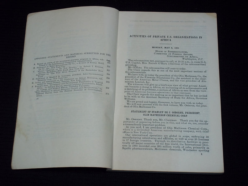 1961 UNITED STATES ORGANIZATIONS IN AFRICA HEARINGS - 87TH CONGRESS - J 7134