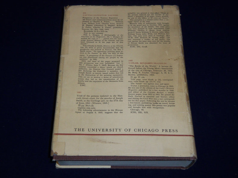 1966 A BIBLIOGRAPHY OF ILLINOIS IMPRINTS BY CECIL K. BYRD BOOK - KD 2056D