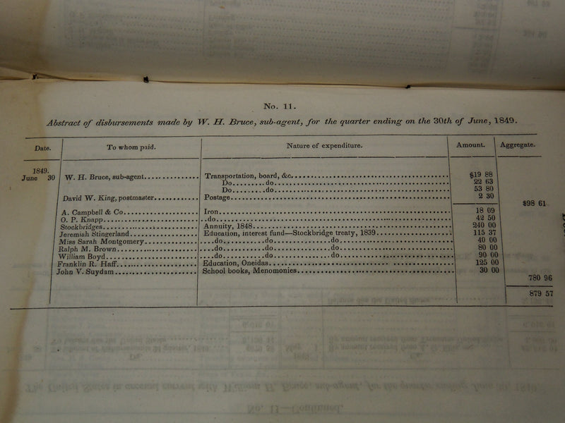 1850 APRIL 9 INDIAN DISBURSEMENTS BULLETINS - TREASURY AUDITOR LOT OF 8 - K 2030