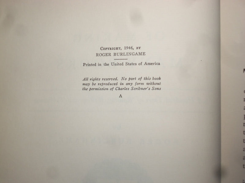 1946 OF MAKING MANY BOOKS HARDCOVER BOOK BY ROGER BURLINGAME - KD 8177