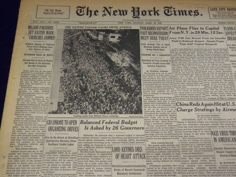 1946 APRIL 22 NEW YORK TIMES - EASTER PARADE PACKS FIFTH AVE - NT 2615