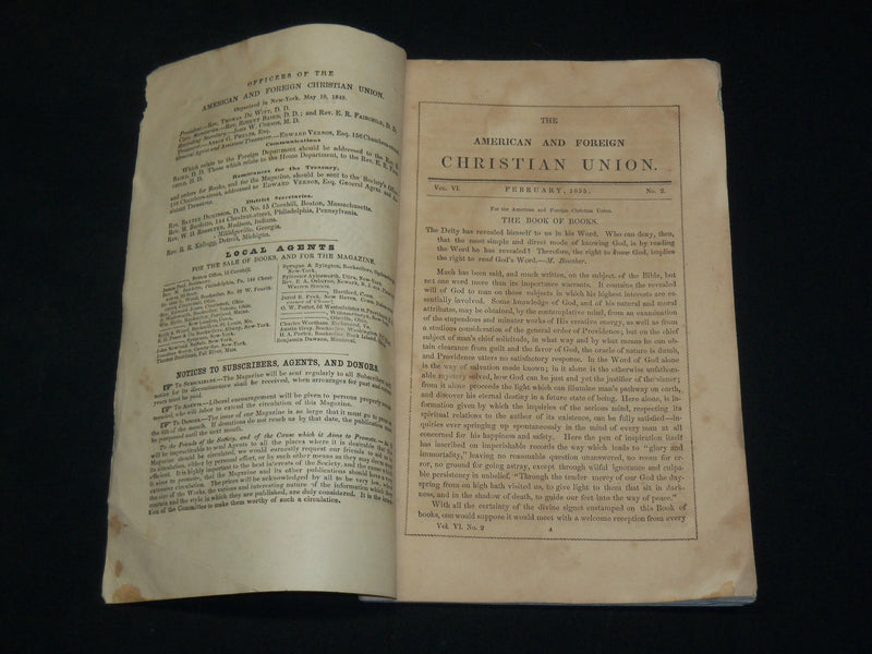 1855 FEBRUARY THE AMERICAN & FOREIGN CHRISTIAN UNION MAGAZINE - J 6067