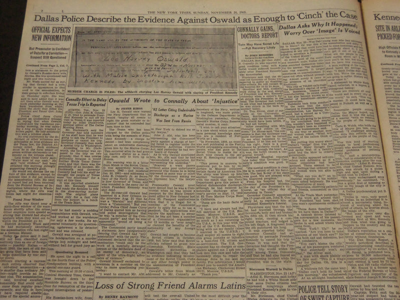 1963 NOVEMBER 24 NEW YORK TIMES - KENNEDY'S BODY LIES IN WHITE HOUSE - NT 7172