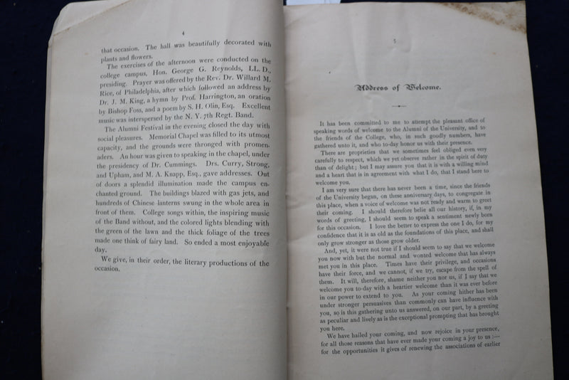 1881 JUNE 29 WESLEYAN UNIVERSITY SEMI-CENTENNIAL SOFTCOVER BOOK - K 832