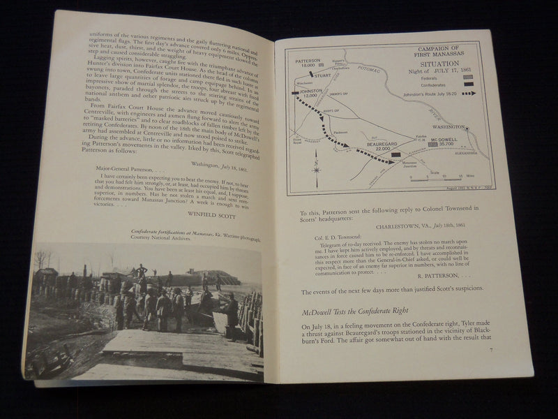 1961 MANASSAS BULL RUN NATIONAL BATTLEFIELD PARK BOOK BY FRANCIS WILSHIN- J 7311