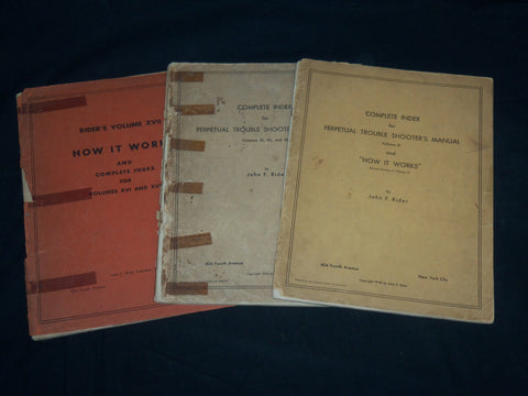 1940-1948 JOHN F. RIDER TROUBLE SHOOTER'S MANUALS LOT OF 3 - J 6790