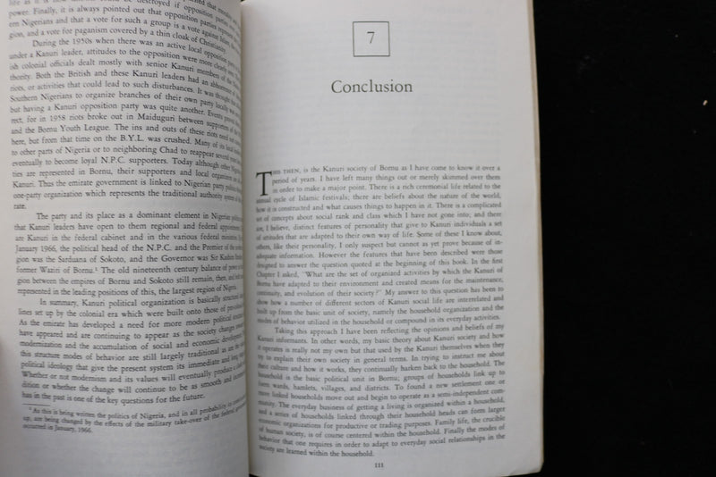 1967 THE KANURI OF BORNO SOFTCOVER BOOK BY RONALD COHEN - K 3540