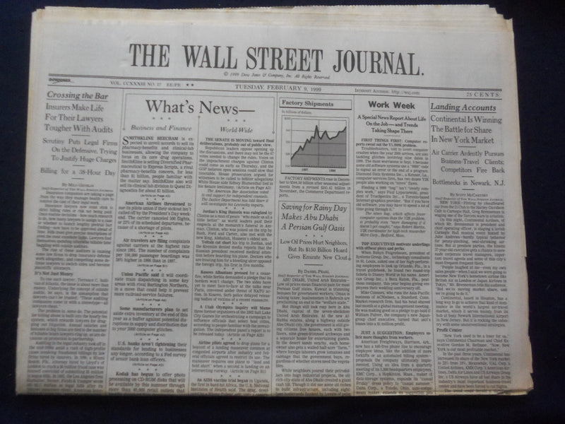1999 FEB 9 THE WALL STREET JOURNAL - CONTINENTAL WINNING BATTLE FOR NY - WJ 306
