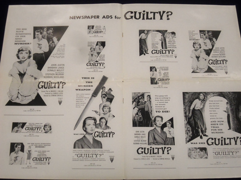 1957 GUILTY PRESS BOOK FRENCH FILM - BARBARA LAAGE & JOHN JUSTIN - J 1860