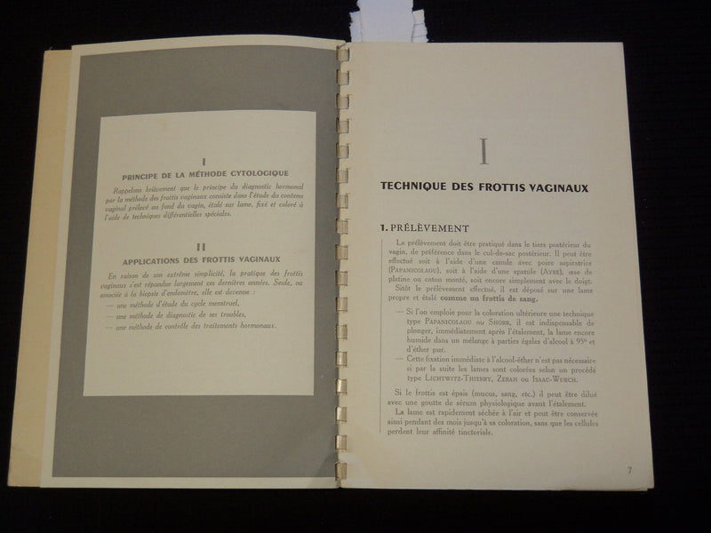 1953 TECHNIQUE DES FROTTIS VAGINAUX BOOK BY ISAAC ET WURCH - FRENCH - J 9566