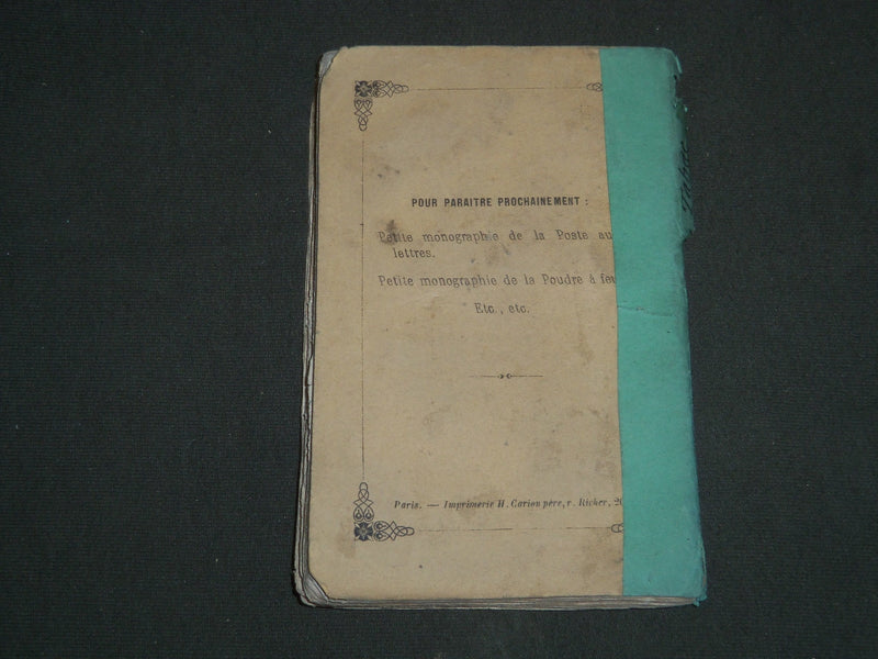 1856 PETITE MONOGRAPHIE DU TABAC BOOK - FRENCH - MONOGRAPHIES MONOPOLES - J 4763