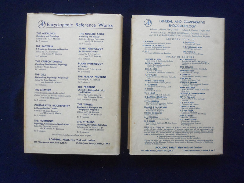 1961 MILK: THE MAMMARY GLAND AND ITS SECRETION HARDCOVER BOOKS-LOT OF 2- KD 8827