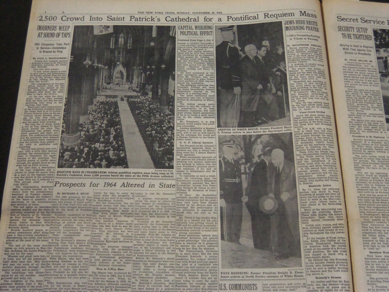 1963 NOVEMBER 24 NEW YORK TIMES - KENNEDY'S BODY LIES IN WHITE HOUSE - NT 7172