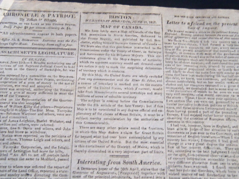 1817 INDEPENDENT CHRONICLE & BOSTON PATRIOT NEWSPAPER LOT OF 3 - NP 610