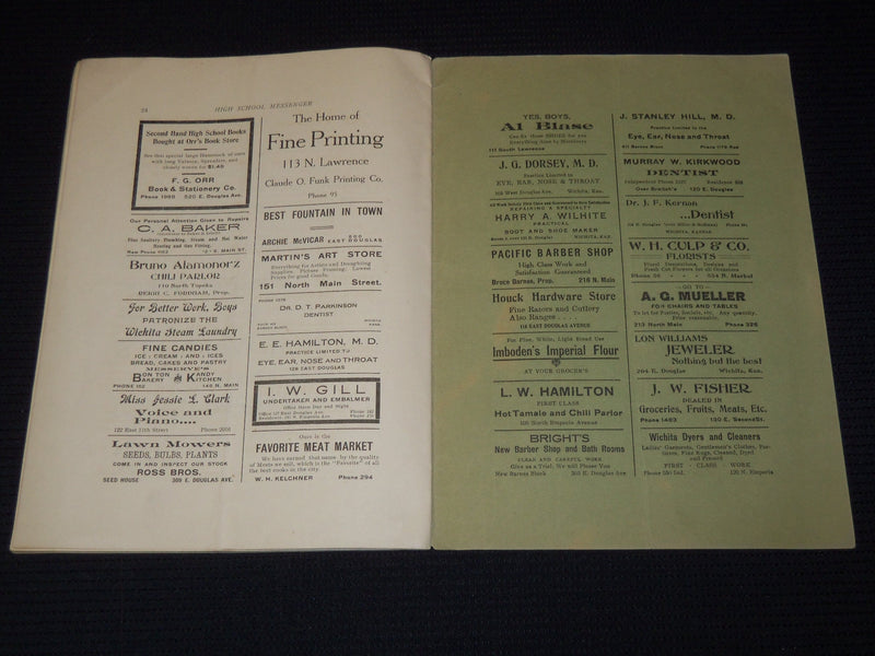 1907 MAY THE MESSENGER WICHITA HIGH SCHOOL COMMENCEMENT PROGRAM - J 7900