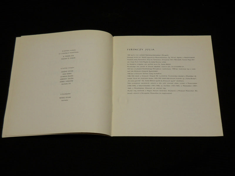 1971 FERENCZY JULIA ES GY. SZABO BELA SOFTCOVER BOOK - HUNGARIAN - J 6929