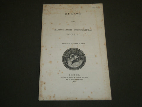 1858 BY-LAWS OF THE MASSACHUSETTS HORTICULTURAL SOCIETY - BOSTON - J 4736