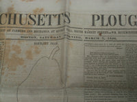1846 MARCH 7 MASSACHUSETTS PLOUGHMAN NEWSPAPER - BARTLETT PEAR - NP 5120