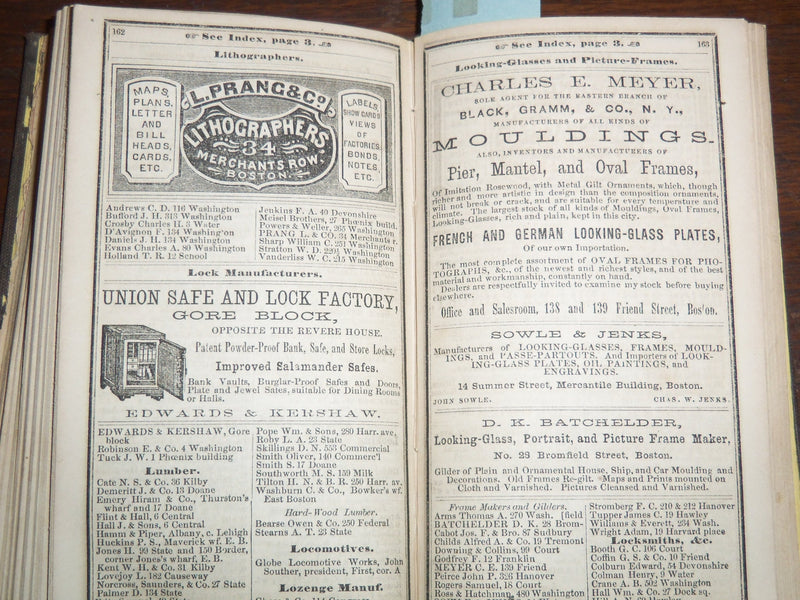 1861 THE BOSTON ALMANAC W/ FOLD OUT MAP - 3 3/8