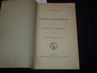 1890 COUNTY OF WORCESTER RECEIPTS AND EXPENDITURES STATEMENT - K 3098