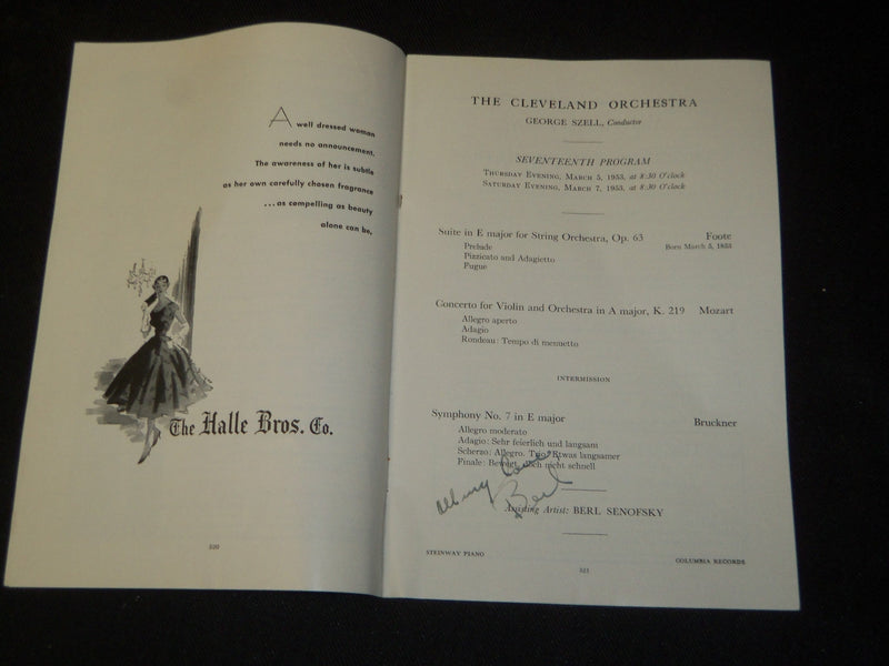 1953-1954 THE CLEVELAND ORCHESTRA PROGRAM LOT OF 3 - SIGNED - SENOFSKY - J 5344